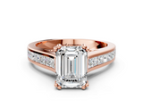 Rose gold Emerald Cut Channel Set Solitaire Engagement Ring with Prong Setting_33
