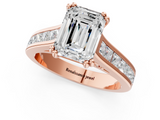 Rose gold Emerald Cut Channel Set Solitaire Engagement Ring with Prong Setting_34