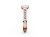 Rose gold Emerald Cut Channel Set Solitaire Engagement Ring with Prong Setting_35