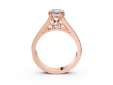 Rose gold Emerald Cut Channel Set Solitaire Engagement Ring with Prong Setting_36
