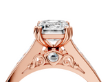 Rose gold Emerald Cut Channel Set Solitaire Engagement Ring with Prong Setting_37