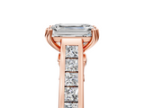Rose gold Emerald Cut Channel Set Solitaire Engagement Ring with Prong Setting_38