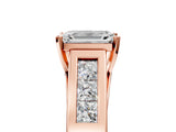 Rose gold Emerald Cut Channel Set Solitaire Ring with Four-Prong Setting_11