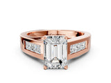 Rose gold Emerald Cut Channel Set Solitaire Ring with Four-Prong Setting_6