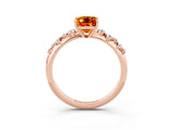 Rose gold Emerald Cut Citrine Cluster Side Stone Solitaire Ring with Prong Setting_27