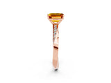 Rose gold Emerald Cut Citrine Engagement Ring with Side Stone Accents and Four-Prong Setting_29