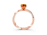Rose gold Emerald Cut Citrine Engagement Ring with Side Stone Accents and Four-Prong Setting_30