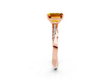 Rose gold Emerald Cut Citrine Engagement Ring with Side Stone Accents and Four-Prong Setting_62