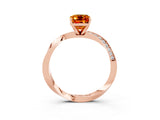 Rose gold Emerald Cut Citrine Engagement Ring with Side Stone Accents and Four-Prong Setting_63