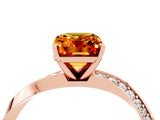 Rose gold Emerald Cut Citrine Engagement Ring with Side Stone Accents and Four-Prong Setting_64