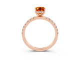 Rose gold Emerald Cut Citrine Pave Band Solitaire Ring with Four-Prong Setting_27