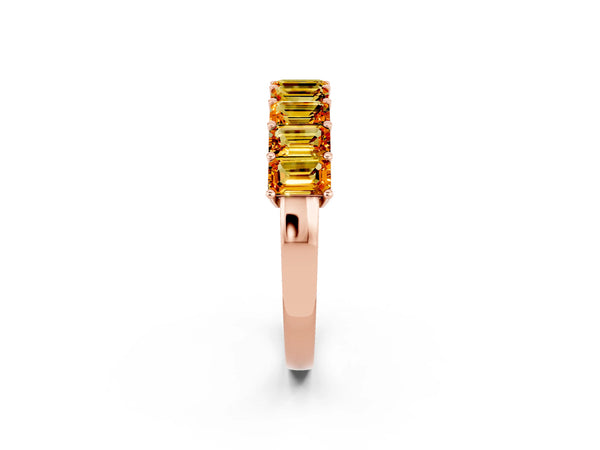 Rose gold Emerald Cut Citrine Prong-Set Eternity Band