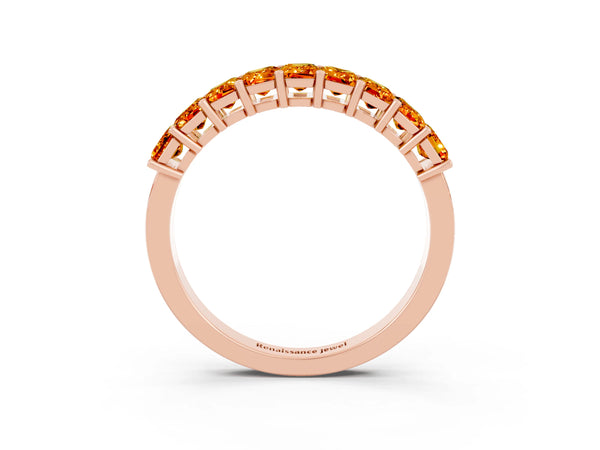 Rose gold Emerald Cut Citrine Prong-Set Eternity Band