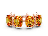 Rose gold Emerald Cut Citrine Prong-Set Half Eternity Band_18