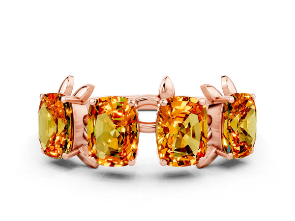 Rose gold Emerald Cut Citrine Prong-Set Half Eternity Band