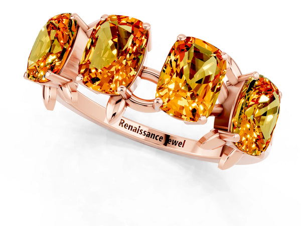 Rose gold Emerald Cut Citrine Prong-Set Half Eternity Band