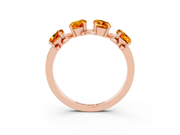 Rose gold Emerald Cut Citrine Prong-Set Half Eternity Band