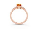 Rose gold Emerald Cut Citrine Ring with Side Stones and Four-Prong Setting_39