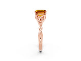 Rose gold Emerald Cut Citrine Solitaire Celtic Knot Ring with Four-Prong Setting_14
