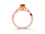 Rose gold Emerald Cut Citrine Solitaire Celtic Knot Ring with Four-Prong Setting_15