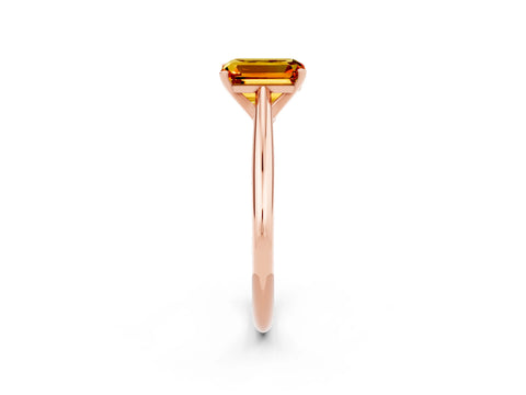 Rose gold Emerald Cut Citrine Solitaire Engagement Ring with Cathedral Setting and Four-Prong Mount_14