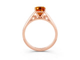 Rose gold Emerald Cut Citrine Solitaire Engagement Ring with Cathedral Setting and Four-Prong Mount_27
