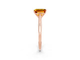 Rose gold Emerald Cut Citrine Solitaire Engagement Ring with Cathedral Setting and Four-Prong Mount_32
