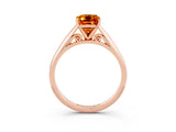 Rose gold Emerald Cut Citrine Solitaire Engagement Ring with Cathedral Setting and Four-Prong Mount_33