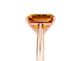 Rose gold Emerald Cut Citrine Solitaire Engagement Ring with Cathedral Setting and Four-Prong Mount_35