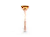 Rose gold Emerald Cut Citrine Solitaire Engagement Ring with Cathedral Setting and Four-Prong Mount_68