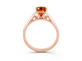Rose gold Emerald Cut Citrine Solitaire Engagement Ring with Cathedral Setting and Four-Prong Mount_69