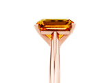 Rose gold Emerald Cut Citrine Solitaire Engagement Ring with Cathedral Setting and Four-Prong Mount_71