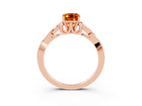 Rose gold Emerald Cut Citrine Solitaire Engagement Ring with Celtic Knot Band and Four-Prong Setting_3