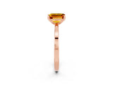 Rose gold Emerald Cut Citrine Solitaire Engagement Ring with Classic Band and Four-Prong Setting_26