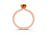 Rose gold Emerald Cut Citrine Solitaire Engagement Ring with Pavé Band and Four-Prong Setting_3
