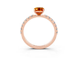 Rose gold Emerald Cut Citrine Solitaire Pavé Band with Four-Prong Setting_3