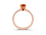 Rose gold Emerald Cut Citrine Solitaire Pavé Engagement Ring with Round Band and Prong Setting_15