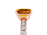 Rose gold Emerald Cut Citrine Solitaire Pavé Engagement Ring with Round Band and Prong Setting_17