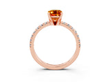 Rose gold Emerald Cut Citrine Solitaire Pavé Engagement Ring with Round Band and Prong Setting_69