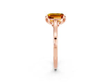 Rose gold Emerald Cut Citrine Solitaire Ring with Flower Prong Setting and Classic Band_39