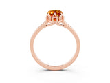 Rose gold Emerald Cut Citrine Solitaire Ring with Flower Prong Setting and Classic Band_40