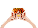 Rose gold Emerald Cut Citrine Solitaire Ring with Flower Prong Setting and Classic Band_41