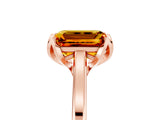Rose gold Emerald Cut Citrine Solitaire Ring with Flower Prong Setting and Classic Band_42