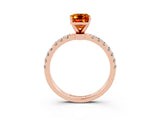 Rose gold Emerald Cut Citrine Solitaire Ring with Pavé Accents and Four-Prong Setting_3