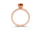 Rose gold Emerald Cut Citrine Solitaire Ring with Pavé Band and Four-Prong Setting_27