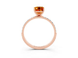 Rose gold Emerald Cut Citrine Solitaire Ring with Pave Band and Four Prong Setting_27