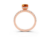 Rose gold Emerald Cut Citrine Solitaire Ring with Round  Pavé Band and Four-Prong Setting_47