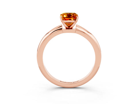 Rose gold Emerald Cut Citrine Solitaire Ring with Six-Prong Setting and Classic Band_3