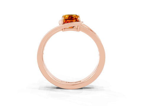 Rose gold Emerald Cut Citrine Solitaire Ring with Split Shank and Prong Setting_3