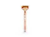 Rose gold Emerald Cut Citrine Solitaire Ring with Thin Band and Four-Prong Setting_14